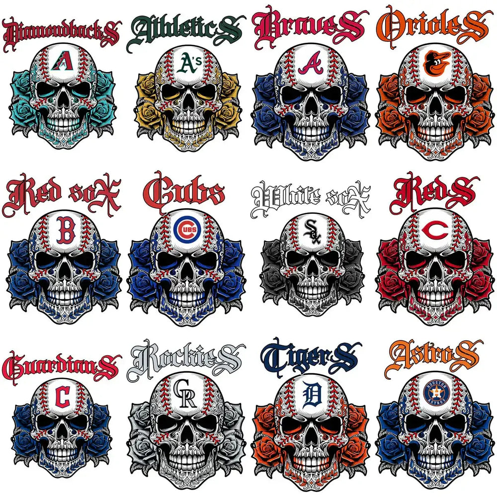 30 Baseball Teams Sull Ball Tattoo Designs Bundle PNG
