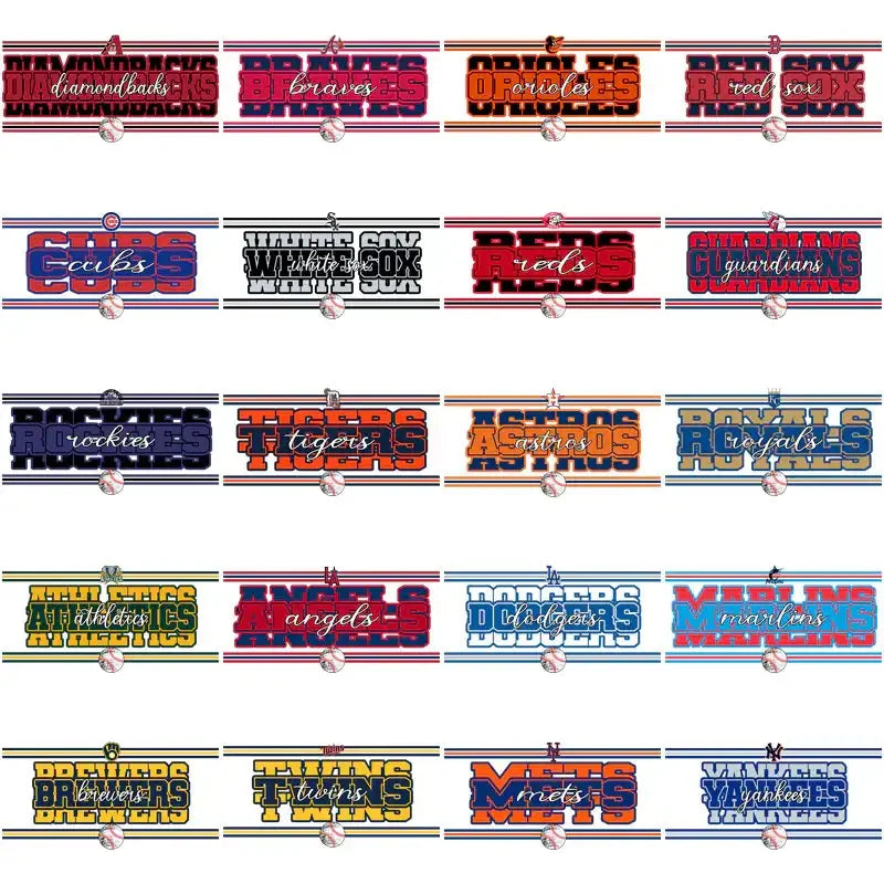 30 Baseball Teams Team Name & Stripes Designs Bundle PNG