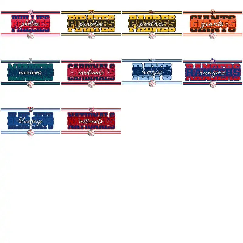 30 Baseball Teams Team Name & Stripes Designs Bundle PNG