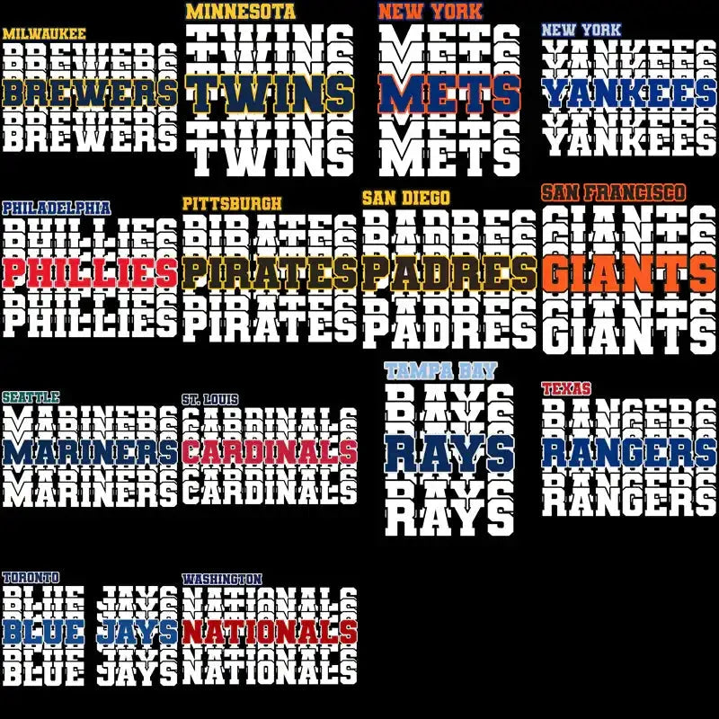 30 Baseball Teams Team Names Designs Bundle PNG