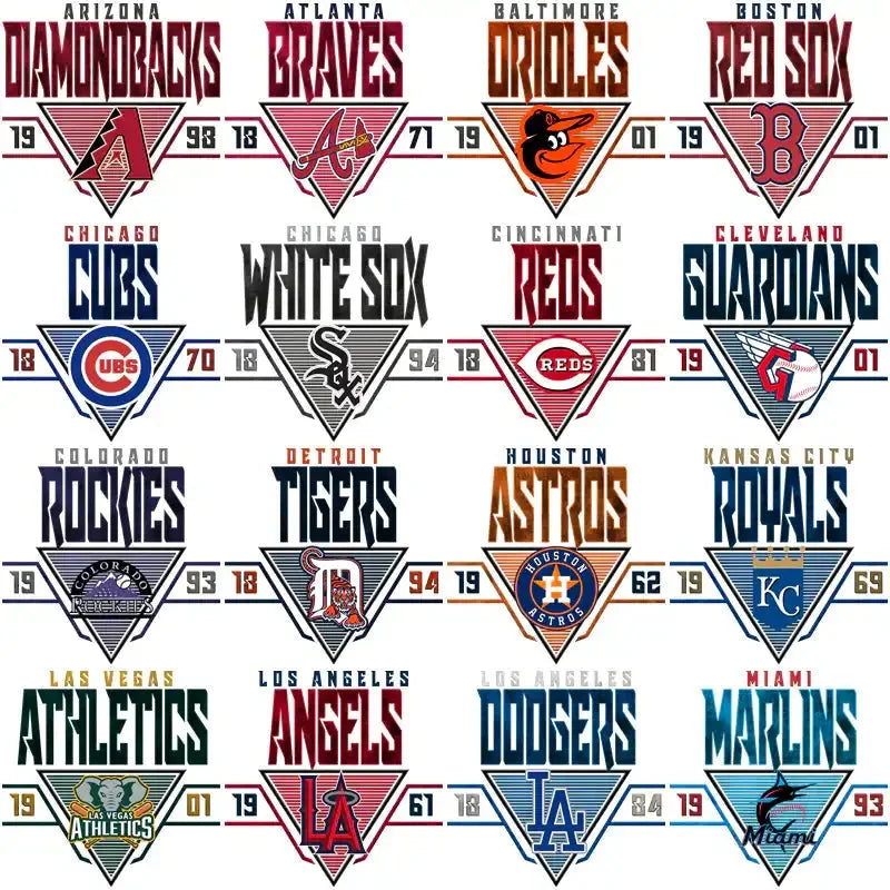 30 Baseball Teams Triangle Designs Bundle PNG