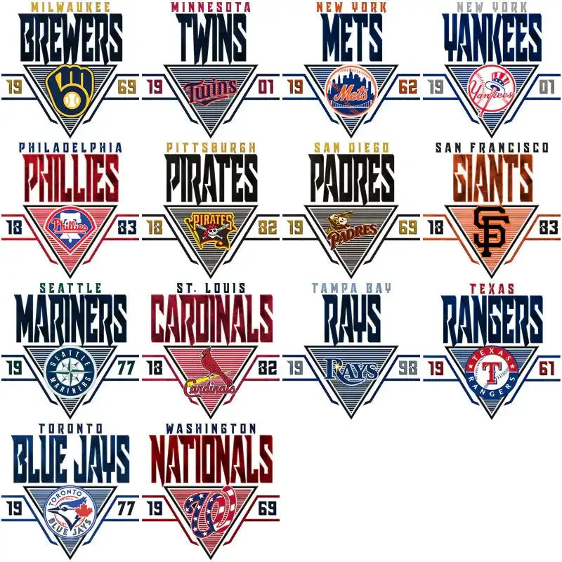 30 Baseball Teams Triangle Designs Bundle PNG