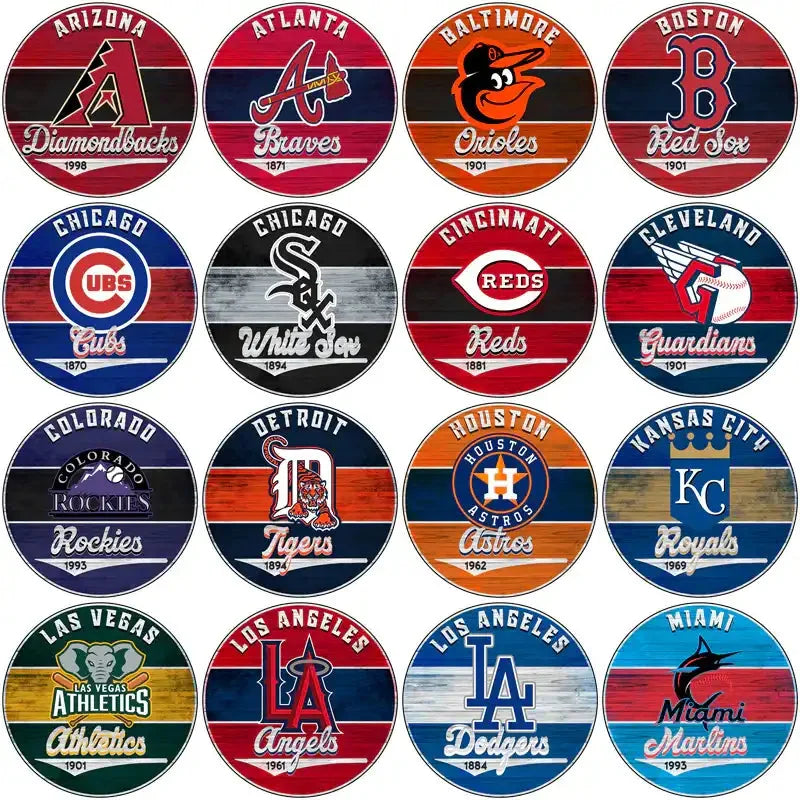 30 Baseball Teams Wood Circle Logo Designs Bundle PNG