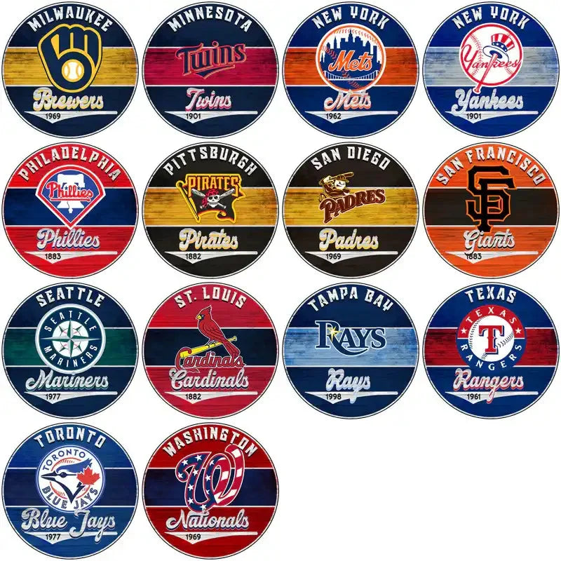 30 Baseball Teams Wood Circle Logo Designs Bundle PNG