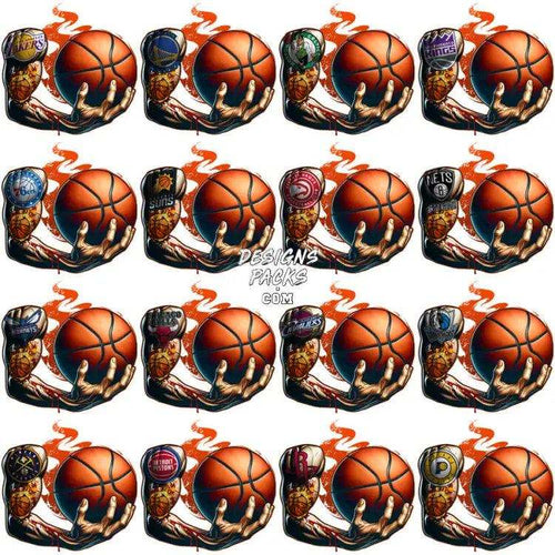 30 Basketball Hand Teams Designs Bundle Png