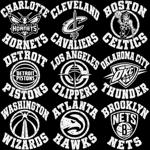 30 Basketball Teams Distressed Grunge White Logo Designs Bundle PNG