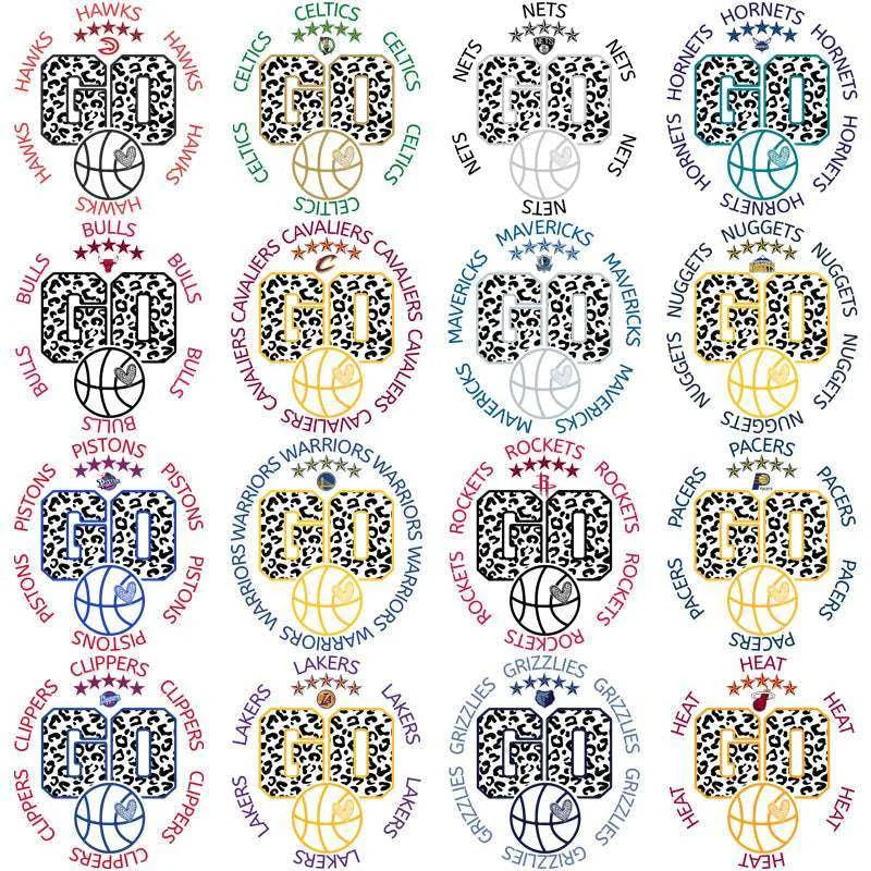 30 Basketball Teams Go Team Circle Designs Bundle PNG