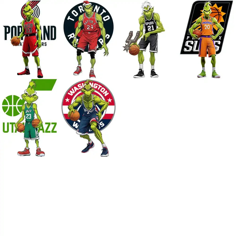 30 Basketball Teams Logos Grinch Player Designs Bundle PNG + PSD