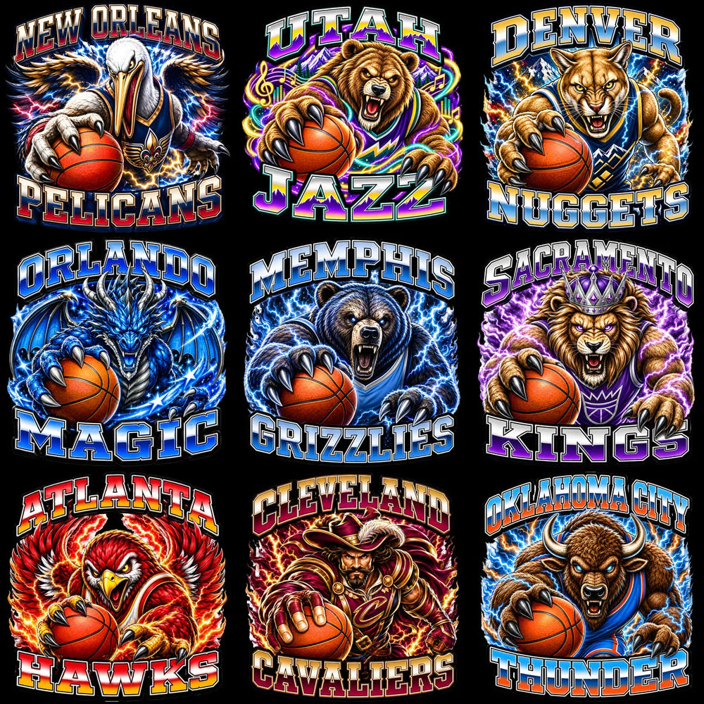 30 Basketball Teams Lightning Mascots Designs Bundle PNG