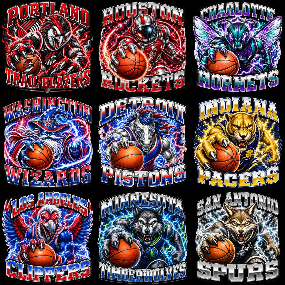 30 Basketball Teams Lightning Mascots Designs Bundle PNG