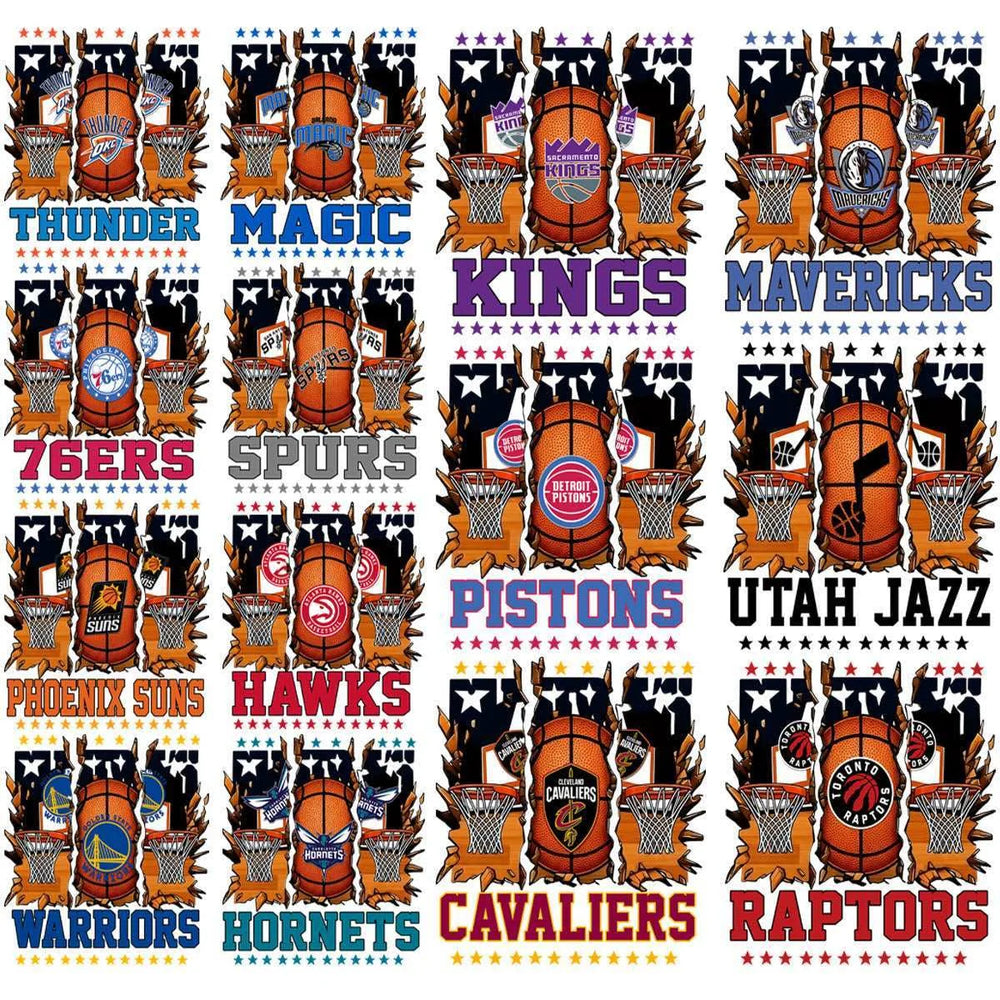 30 Basketball Teams Logos Split Designs Bundle PNG