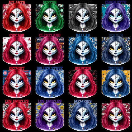 30 Basketball Teams Zombie Girl Designs Bundle PNG