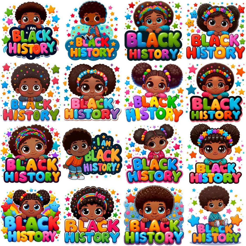 30 Black History Girls & Boys Juneteenth Designs Bundle PNG
