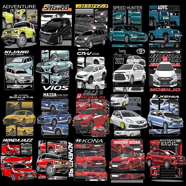 30 Cars Designs Bundle PNG CDR DESIGNSPACKS