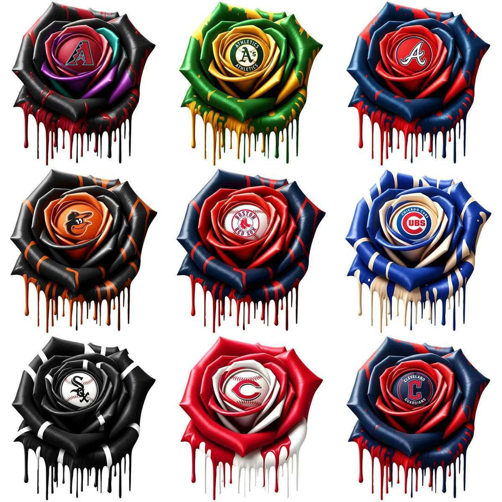 30 Dripping Flower Baseball Teams Logo Designs Bundle PNG