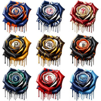 Load image into Gallery viewer, 30 Dripping Flower Baseball Teams Logo Designs Bundle PNG
