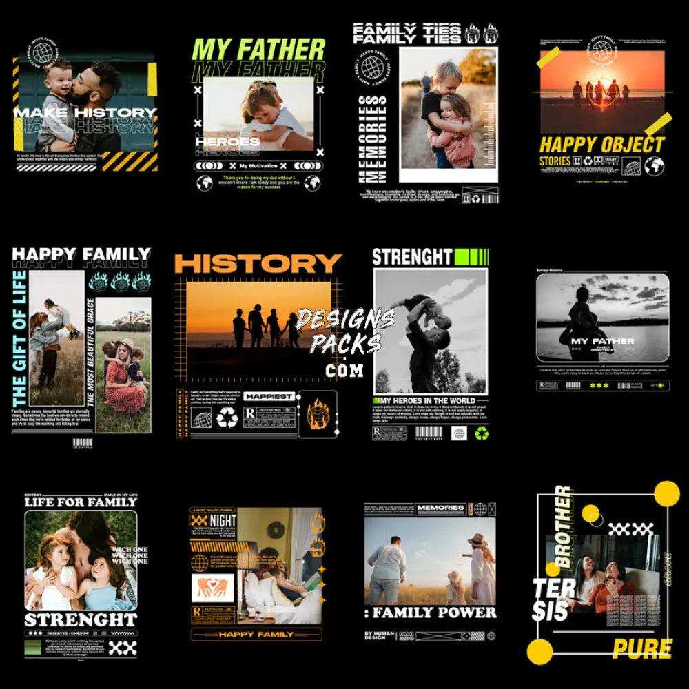 30 Family Streetwear Designs Bundle Png Psd + Fonts