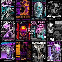 Load image into Gallery viewer, 30 Front And Back Future Streetwear Designs Bundle Png
