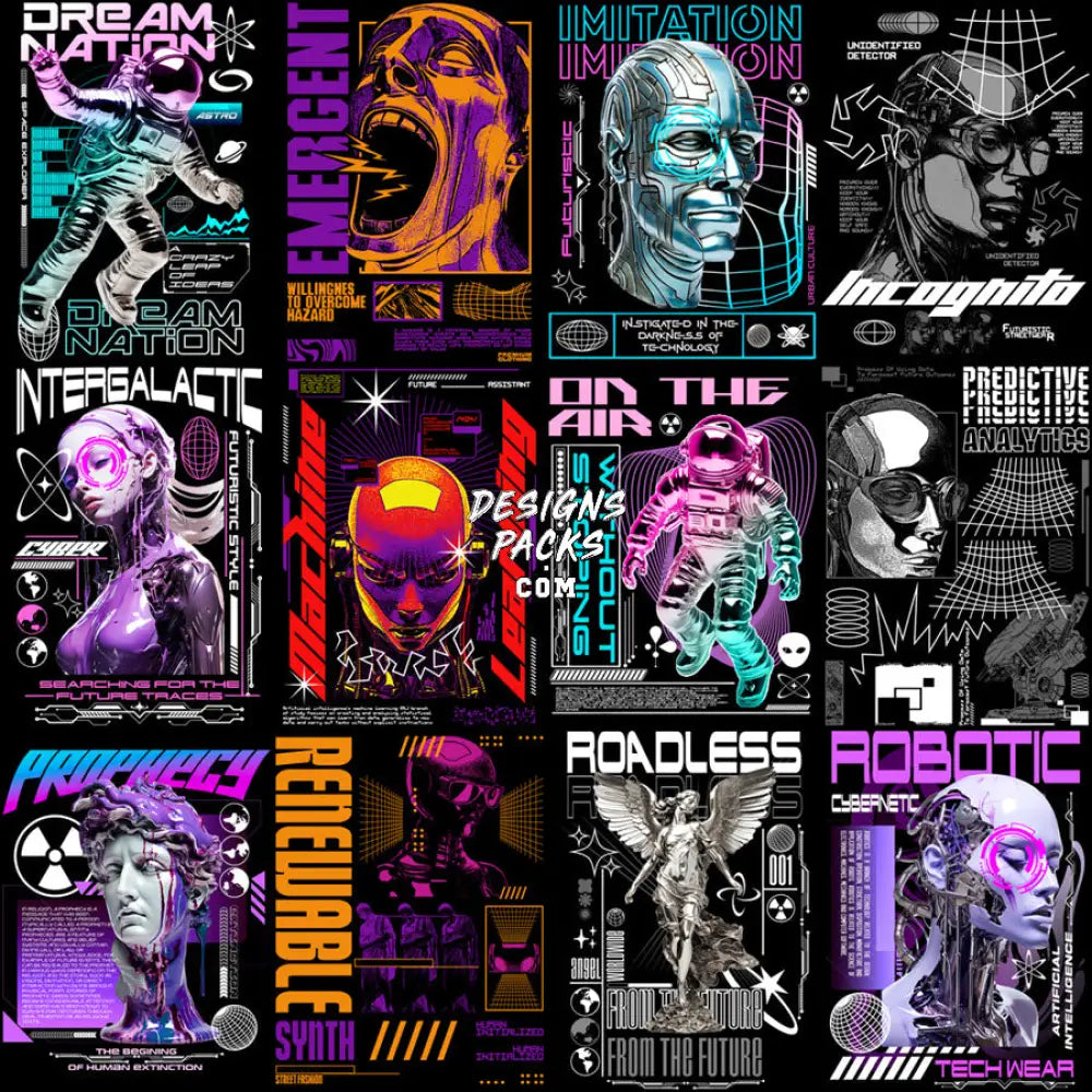 30 Front And Back Future Streetwear Designs Bundle Png