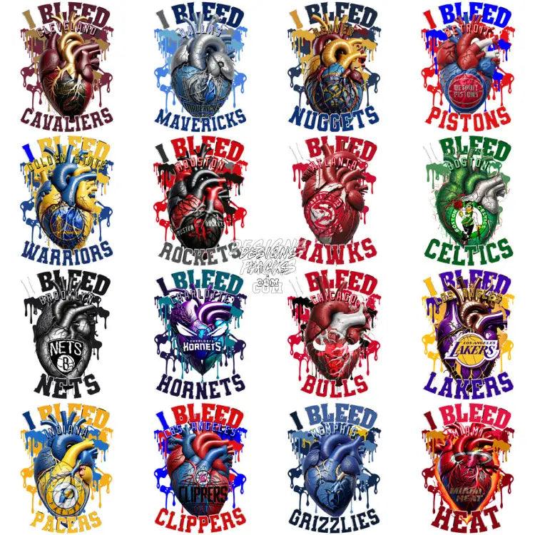 30 I Bleed Heart Basketball Teams Designs Bundle Png