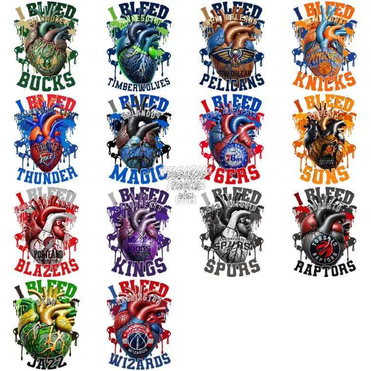 30 I Bleed Heart Basketball Teams Designs Bundle Png