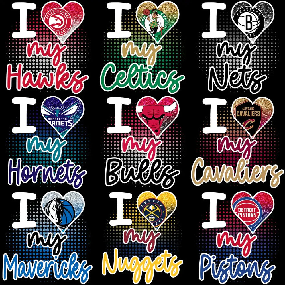 30 I Love My Basketball Team Heart Logo Designs Bundle PNG