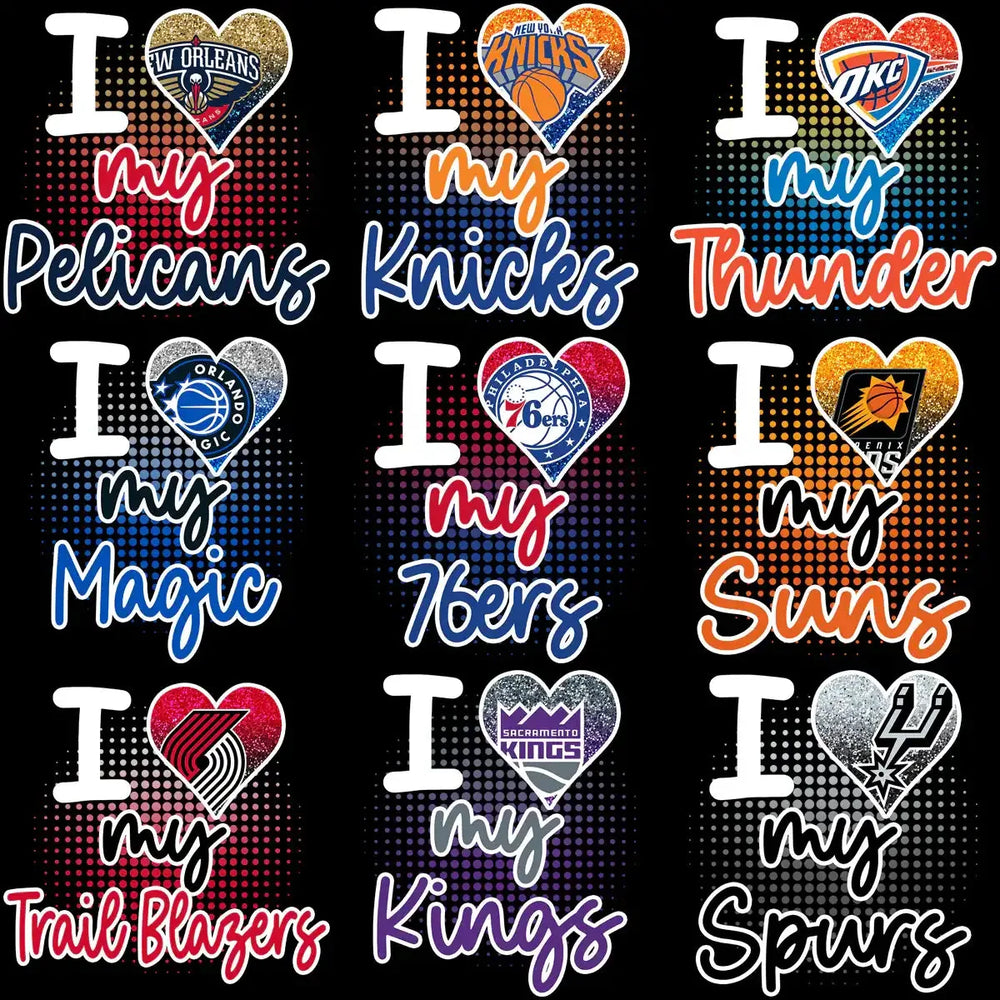 30 I Love My Basketball Team Heart Logo Designs Bundle PNG