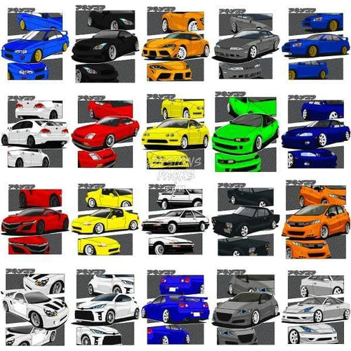 30 JDM V1 Cars Designs Bundle PNG