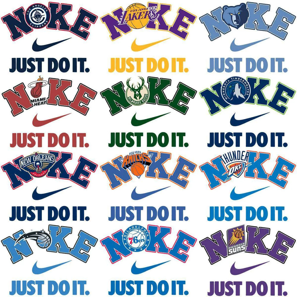 30 Just Do It Basketball Teams Logo Swoosh Designs Bundle PNG