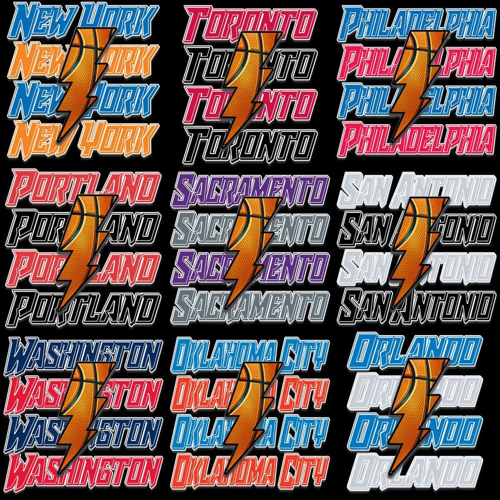30 Lightning Basketball City Teams Names Logo Designs Bundle PNG