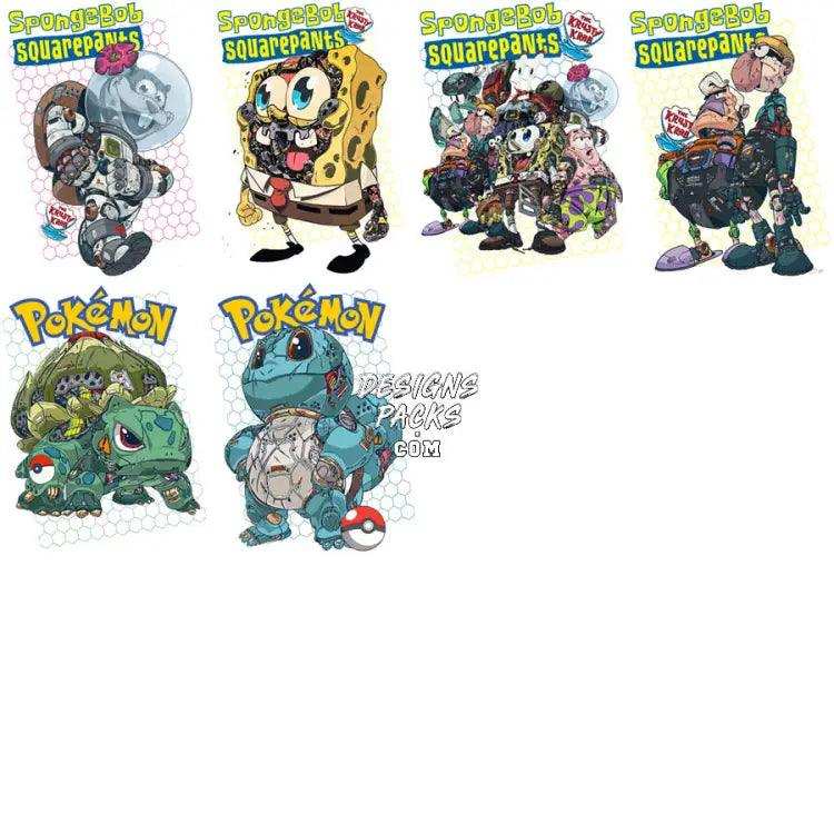 30 Mecha V1 Popculture Streetwear Designs Bundle Png + Psd