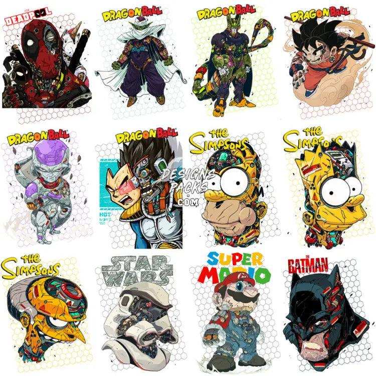 30 Mecha V2 Popculture Streetwear Designs Bundle Png + Psd