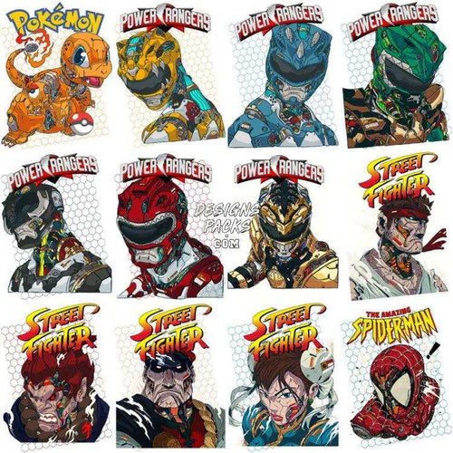 30 Mecha V2 Popculture Streetwear Designs Bundle Png + Psd