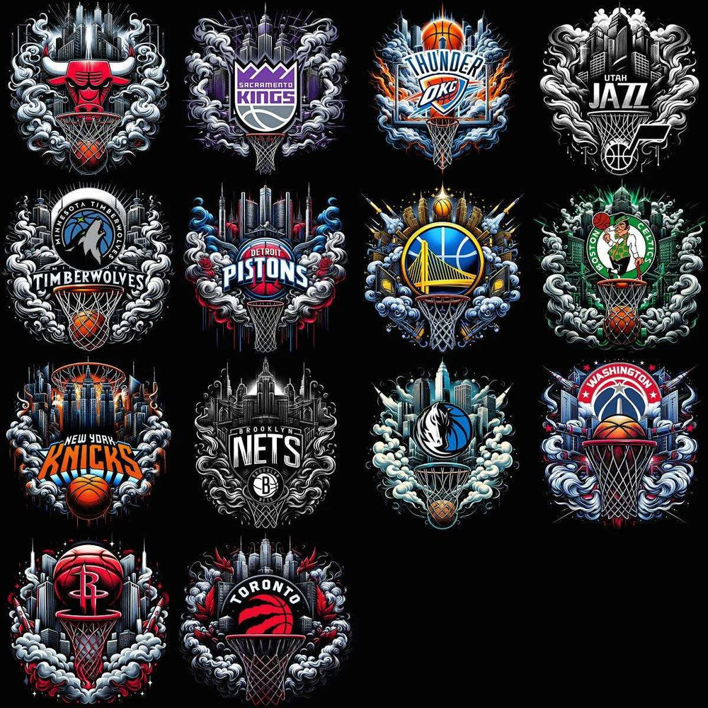 30 Smoke Basketball Teams Designs Bundle PNG