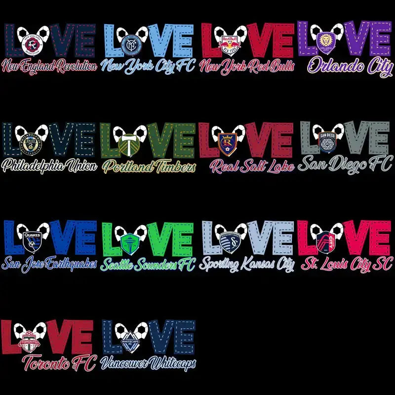 30 Soccer Teams Love My Team Designs Bundle PNG