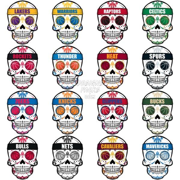 30 Sugar Skull Basketball Teams Designs Bundle Png