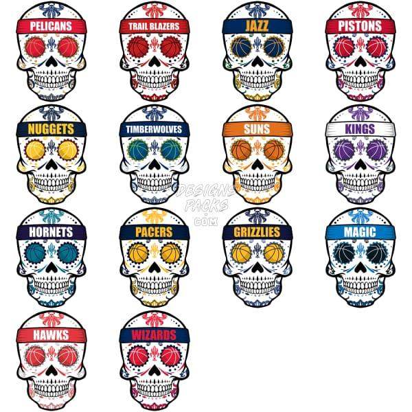 30 Sugar Skull Basketball Teams Designs Bundle Png