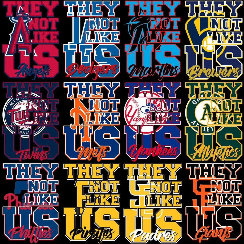 30 THEY NOT LIKE US Baseball Teams Designs Bundle PNG + PSD