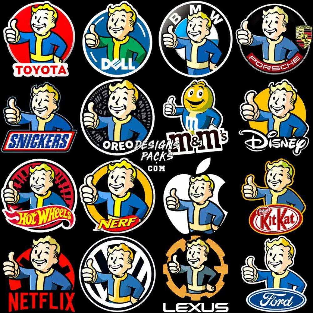 30 Vault Boy Thumbs Up Serie Brands Designs Bundle Png