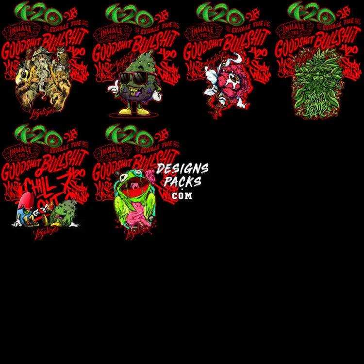 30 Weed Cartoon Gangster Dope 420 Cannabis Marijuana Designs Bundle Png + Psd