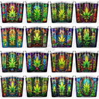 Load image into Gallery viewer, 30 Weed Stained Glass Tumbler Wrap Bundle Jpg
