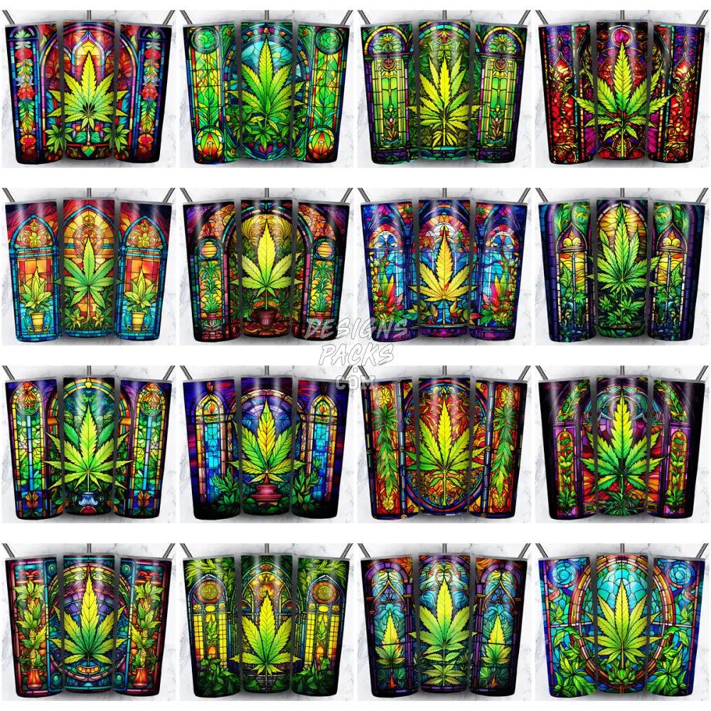 30 Weed Stained Glass Tumbler Wrap Bundle Jpg