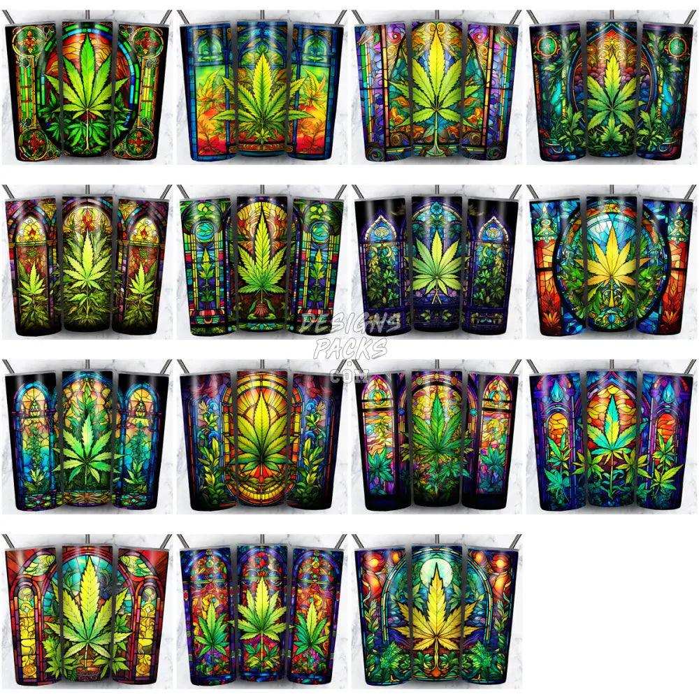 30 Weed Stained Glass Tumbler Wrap Bundle Jpg