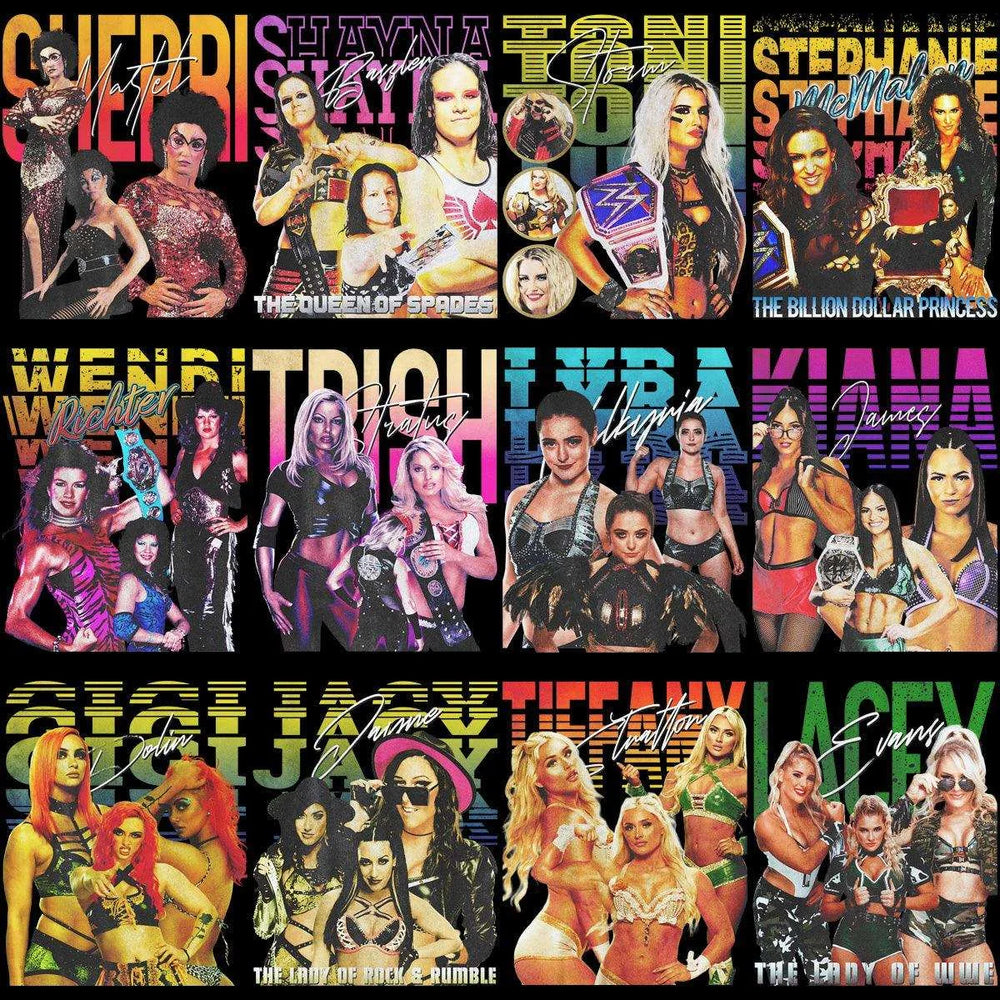 30 Wrestling Divas Stars Pack Designs Bundle PNG