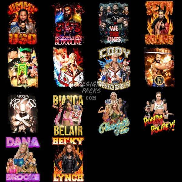 30 Wrestling V4 Designs Bundle PNG