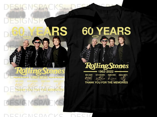 Rolling Stones 60 Years band photo with members' names and signatures.
