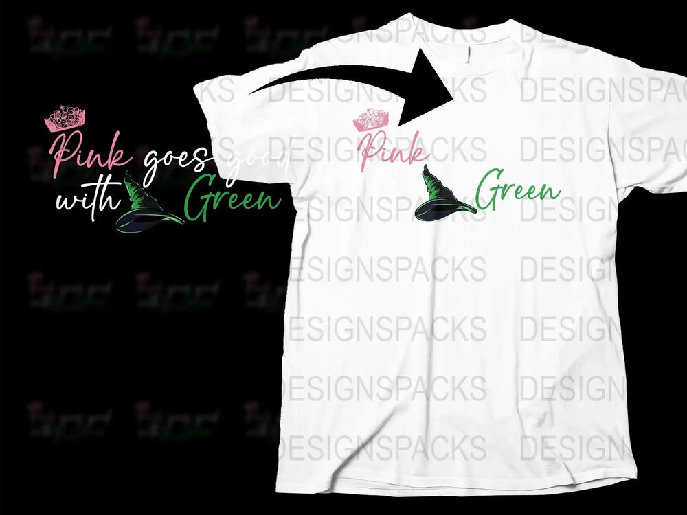 Floral Graphic T-Shirt, Pink Goes With Green Quote, Fashionable Spring Top, Women's Casual Wear, Trendy Design Tee