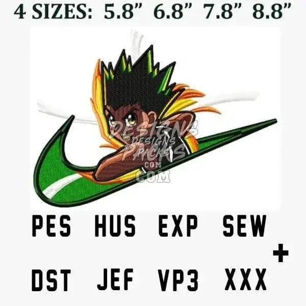 Gon Swoosh Sport Anime Embroidery Design