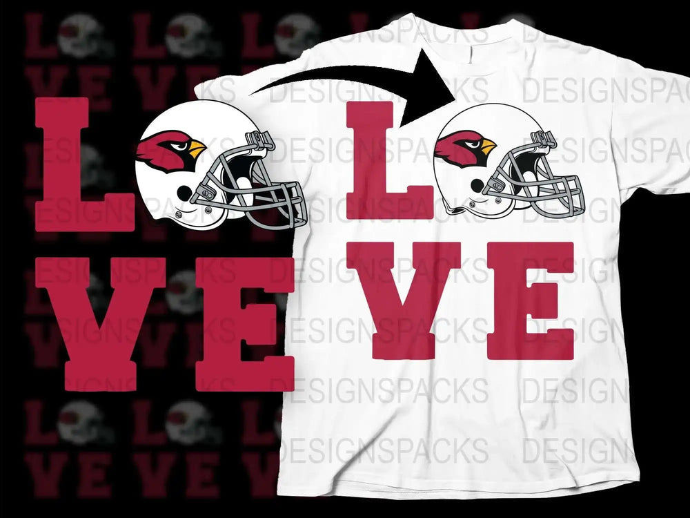 Arizona Love Sports Fan T-Shirt, Football Team Helmet Graphic Tee, Unisex White Shirt