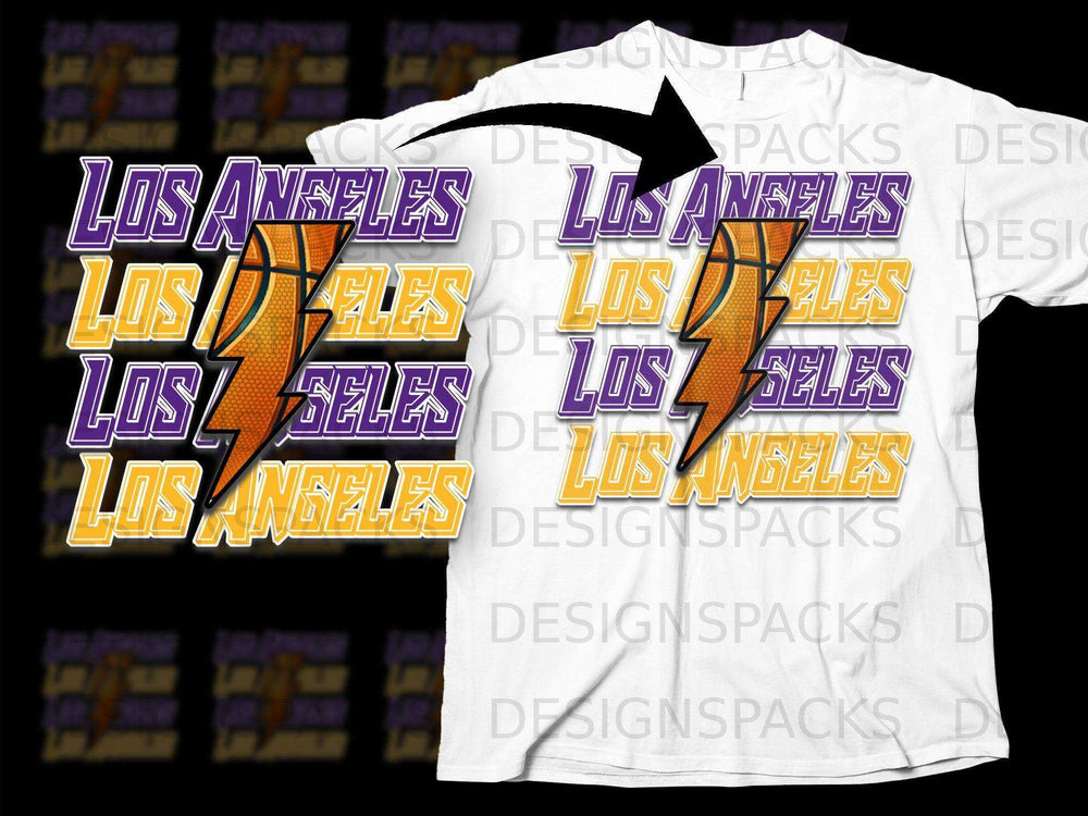 Los Angeles Basketball Lightning Bolt Graphic T-Shirt
